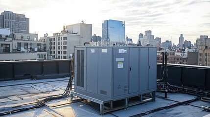 Large Rooftop Backup Generator Ready for Operation in Urban Setting