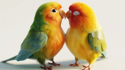 Obraz premium Two Lovebirds Sharing a Tender Moment