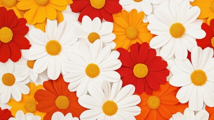Obraz premium A vibrant arrangement of colorful artificial flowers in a close-up view, showcasing various shapes and sizes
