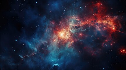 Cosmic Nebula with Stars and Gas Clouds