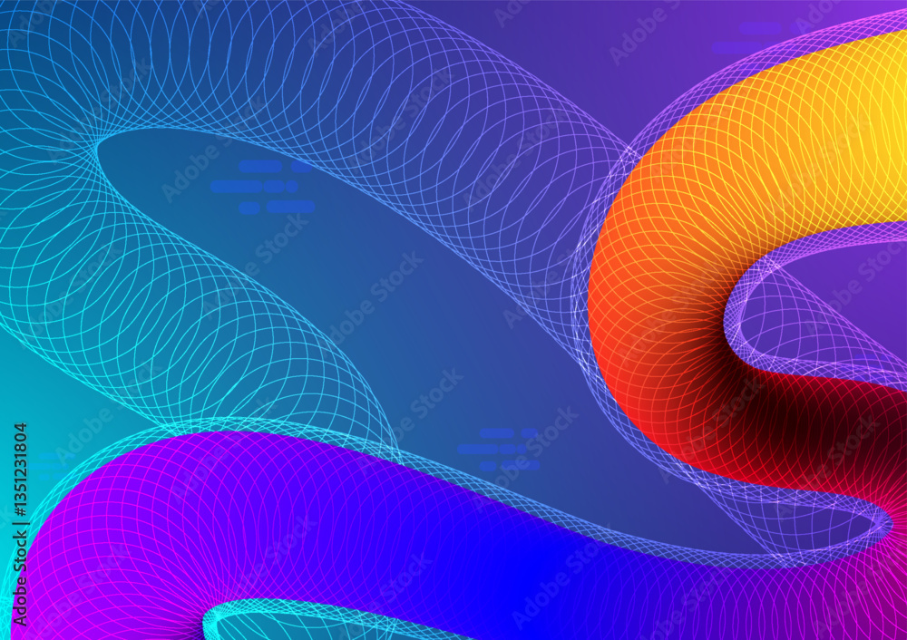 Poster digital wave gradient background. abstract fluid wave wireframe polygon and colorful concept. design
