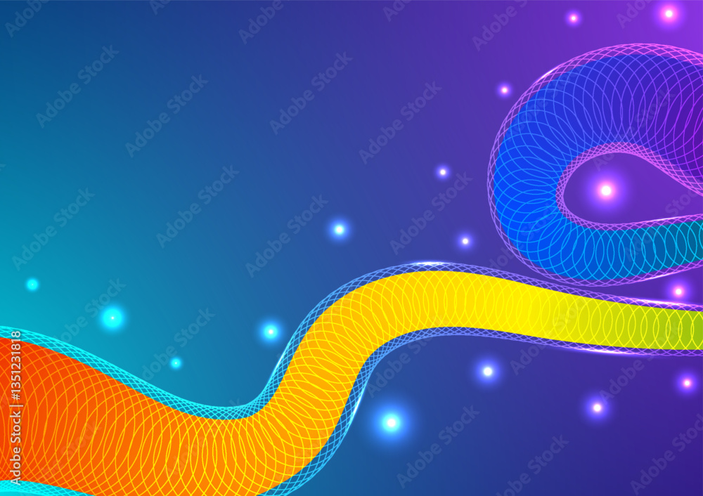 Poster digital wave gradient background. futuristic fluid wave wireframe polygon and colorful concept. desi