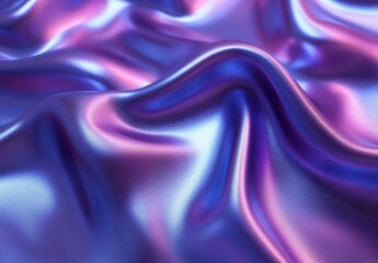 Obraz premium Wavy blue and purple abstract background extreme close-up. 3d renders metallic liquid background. Abstract neon texture. Rainbow 3d holographic foil.