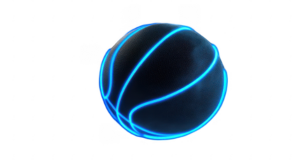 Neon Basketball with Glowing Lines Against a Dark Background
