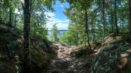 Fototapeta premium Serene Panoramic View of Remote Scandinavian Nature Scene