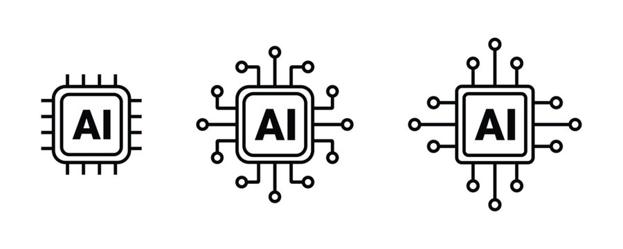 Artificial intelligence AI processor chip vector icon. AI system icon vector illustration