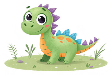 Cute Cartoon Dinosaur Illustration – Playful and Colorful Kids’ Art Design.