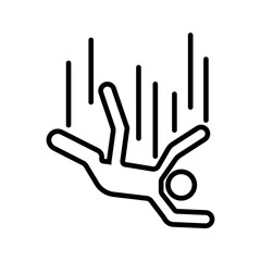 Falling man stick figure pictogram. Different positions of flying person icon set symbol posture on white vector illustration, pictogram isolated on white background. color editable