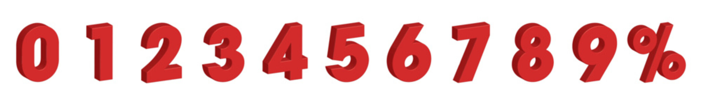 3D red numbers and percentage symbol