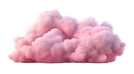 Soft Pink Cloud with Fluffy Texture Against a Transparent Background