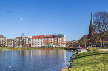 Historic holzhafen harbor in the center of Bremerhaven, Germany