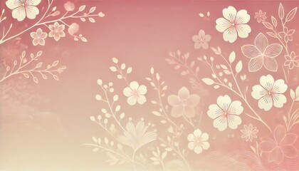 桜のシルエットが浮かぶピンクとクリームの春グラデ背景