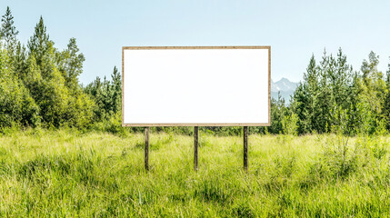Airport outdoor billboard with blank advertising space, clear sky, perfect branding opportunity