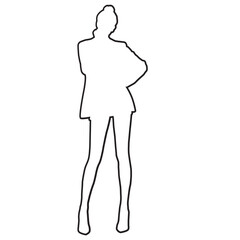 Standing women in outfit outline.