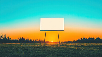 Enormous highway billboard at sunset, modern LED screen, futuristic clear sky branding opportunity