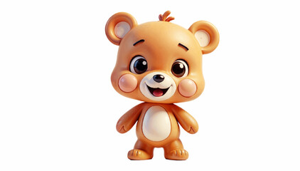 Fototapeta premium Cheerful Light Brown Bear Cub Standing Adorably Against 