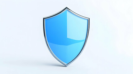 Blue shield, security, protection, white background, safety concept, website banner