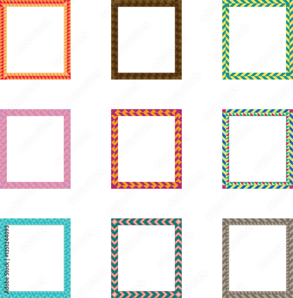Poster border frame geometric pattern vector set