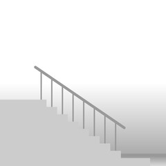 Minimalist abstract staircase design, featuring a series of floating steps forming a geometric zigzag pattern. The artwork has a monochrome color scheme with soft shadows