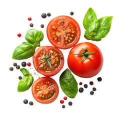 Juicy Tomatoes Basil and Peppercorns Culinary Delight,