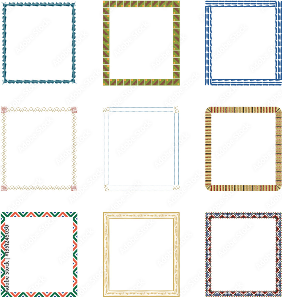 Poster border frame geometric pattern vector set
