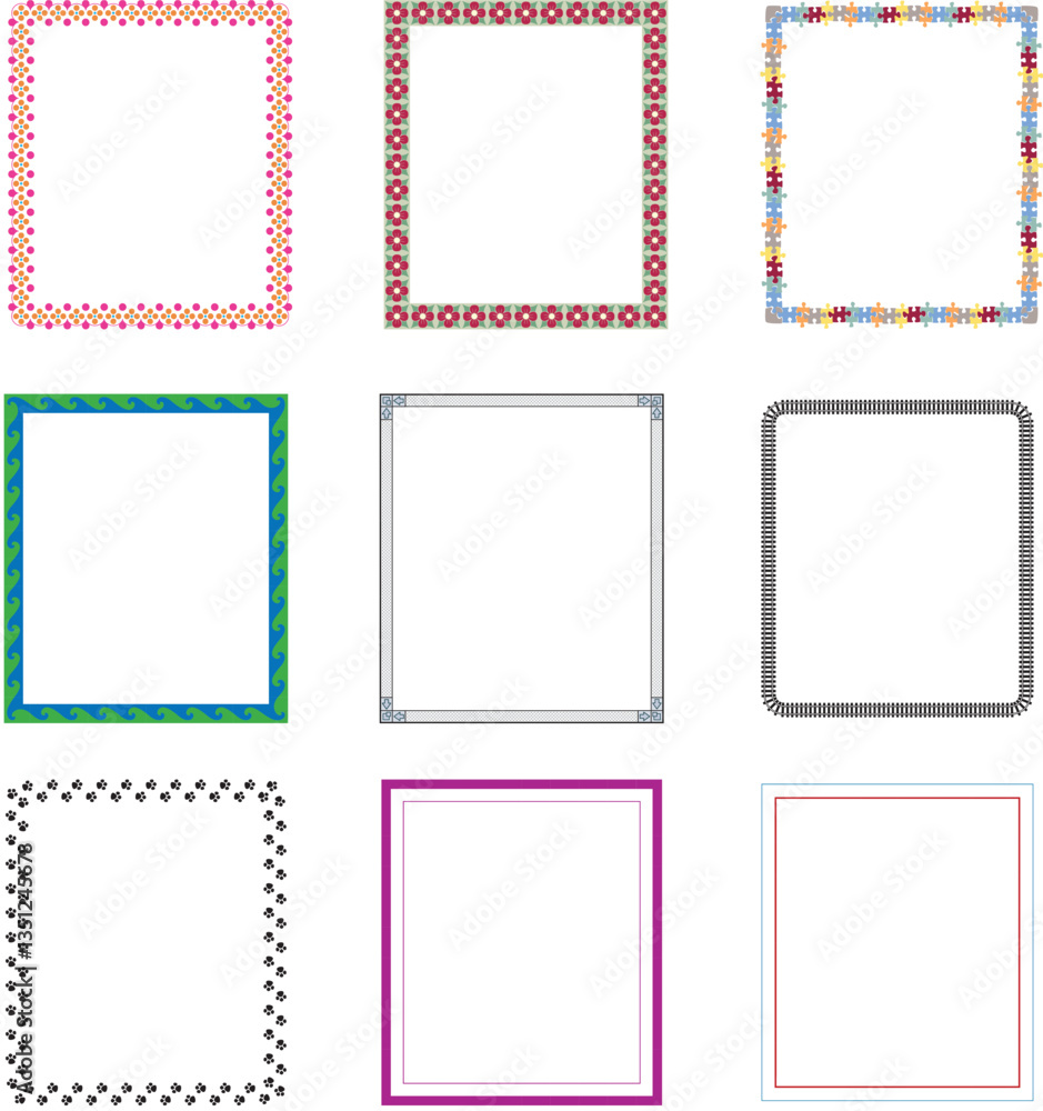 Poster border frame geometric pattern vector set