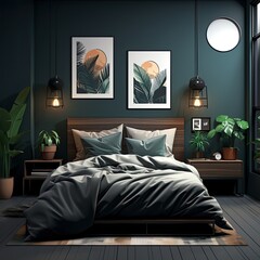 Stylish and Warm Bedroom Interior in Vector Illustration