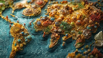 Colorful Map Design with Fantasy Elements and Intricate Details