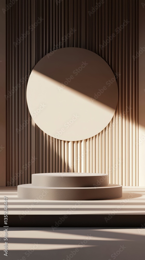 Poster modern minimalist scene with empty podium and circular feature