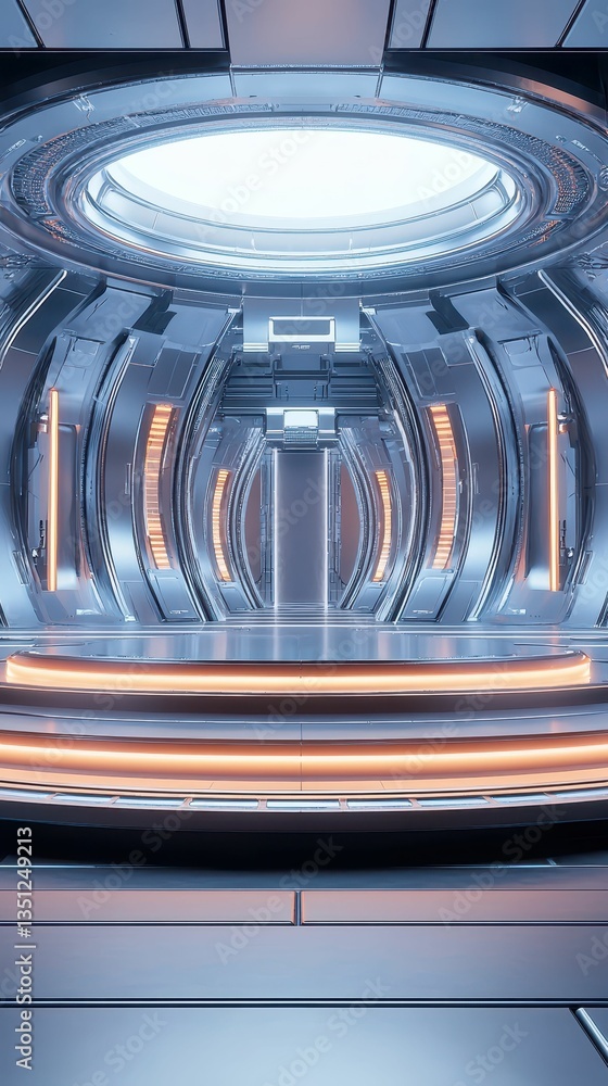 Poster futuristic empty stage podium scene with sleek design elements