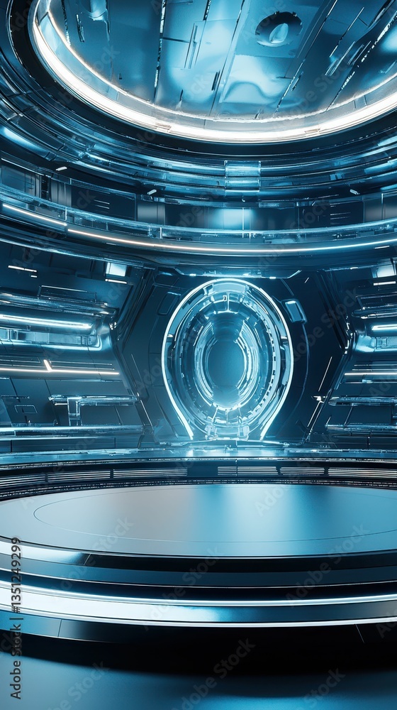 Poster futuristic empty stage podium scene with high-tech design elements