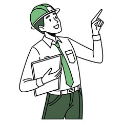 Engineer with Hard Hat and Clipboard Vector – Construction Worker Illustration
