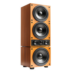 Fototapeta premium Professional advertising photography, high-end home audio system, three floor speakers stacked together, template background PNG 