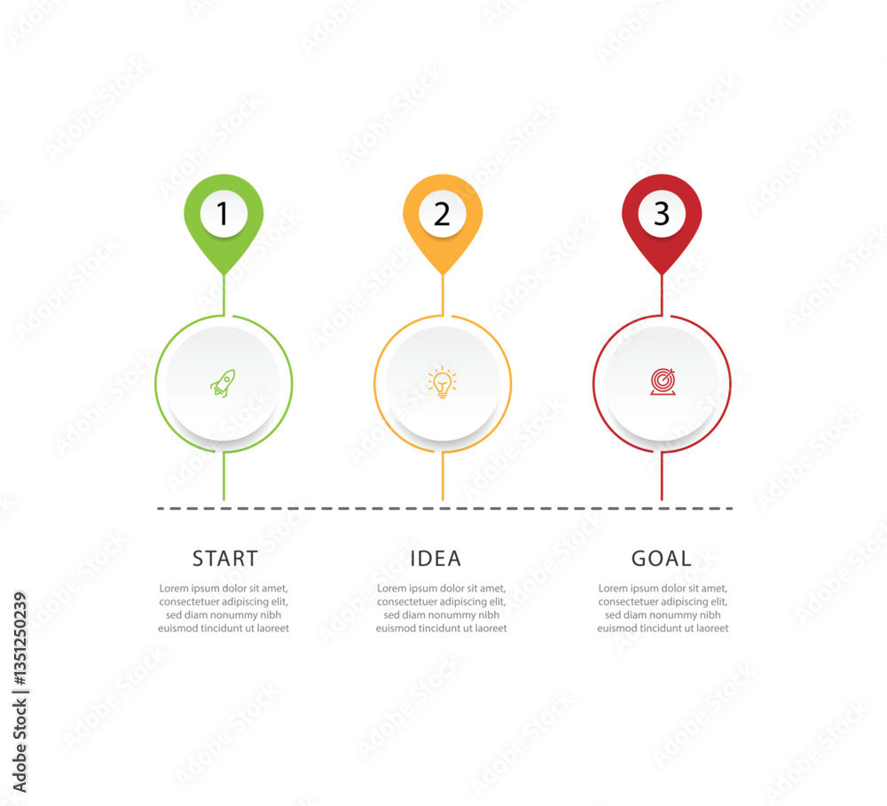 Canvas Prints 3 step process infographic template