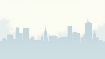 Fototapeta premium Serene Cityscape Skyline Silhouette at Dawn Misty Urban Panorama