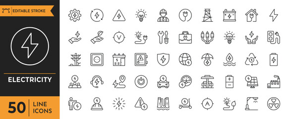 Electricity icon set. Power related icon. vector illustration