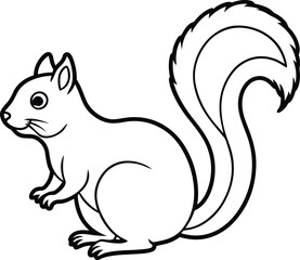 Squirrel Outline Vector Illustration – Cute Woodland Animal Line Art