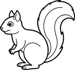 Squirrel Outline Vector – Cute Cartoon Woodland Animal Line Art