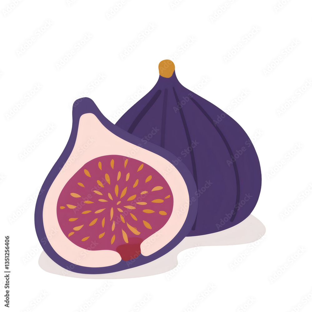 Poster fresh figs showing cross section with transparent background