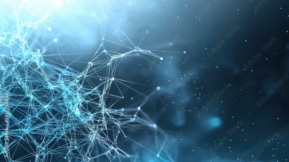 Aufkleber abstract digital network with glowing elements on blue background, representing modern connectivity 