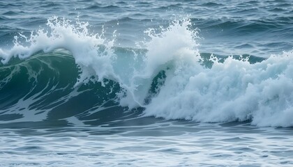 Fototapeta premium Intense Waves Collide and Surge, Creating a Breathtaking Display of Foam and Ocean Energy