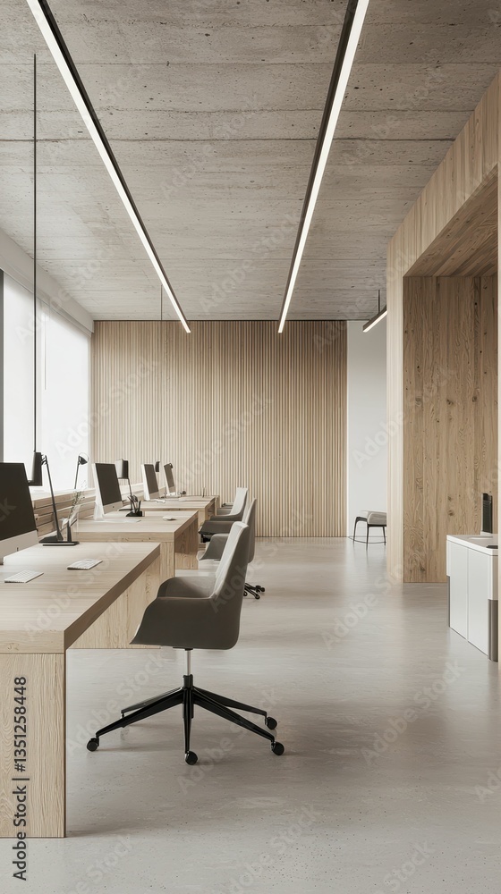 Poster minimal modern office space with focus on simple design elements