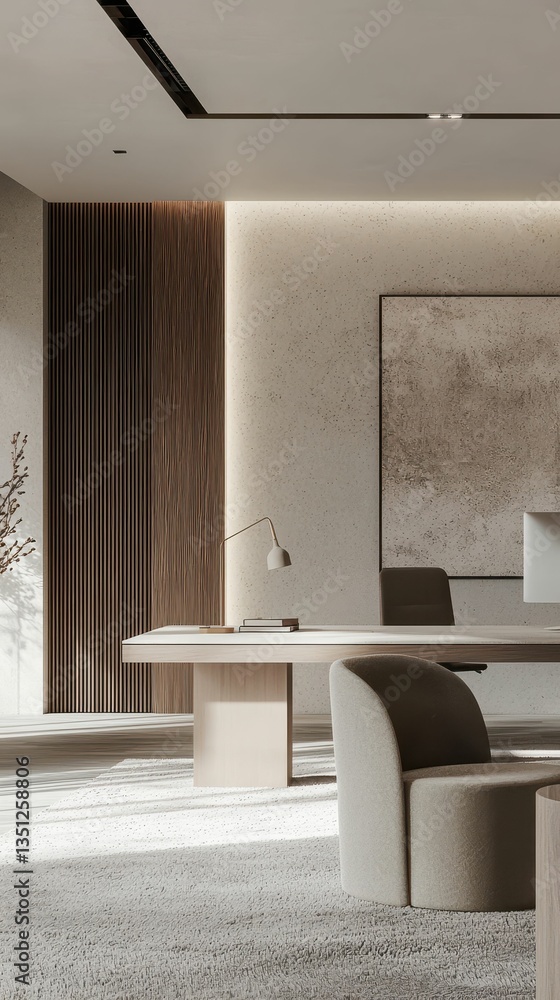 Poster minimal modern office space with functional design elements