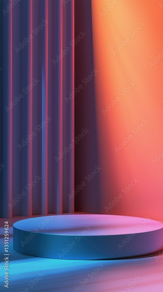 Poster minimalist empty stage podium scene with smooth gradient lighting