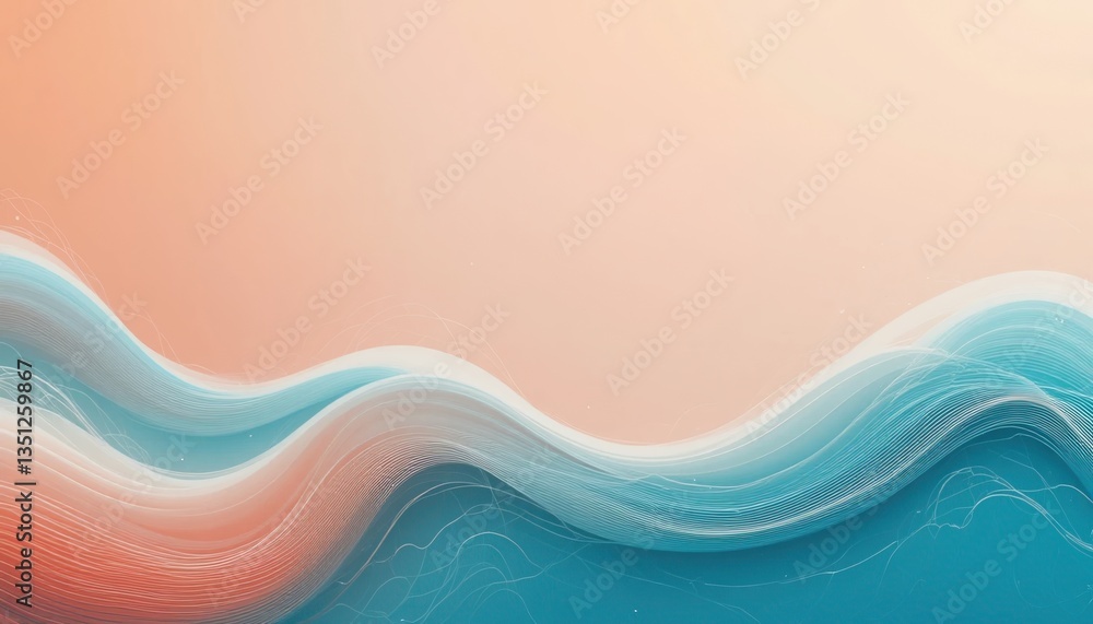 Poster flowing abstract waves digital art soft color gradient creative environment artistic viewpoint moder