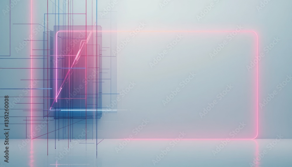 Poster futuristic technology visualization digital space abstract graphics minimalist environment perspecti