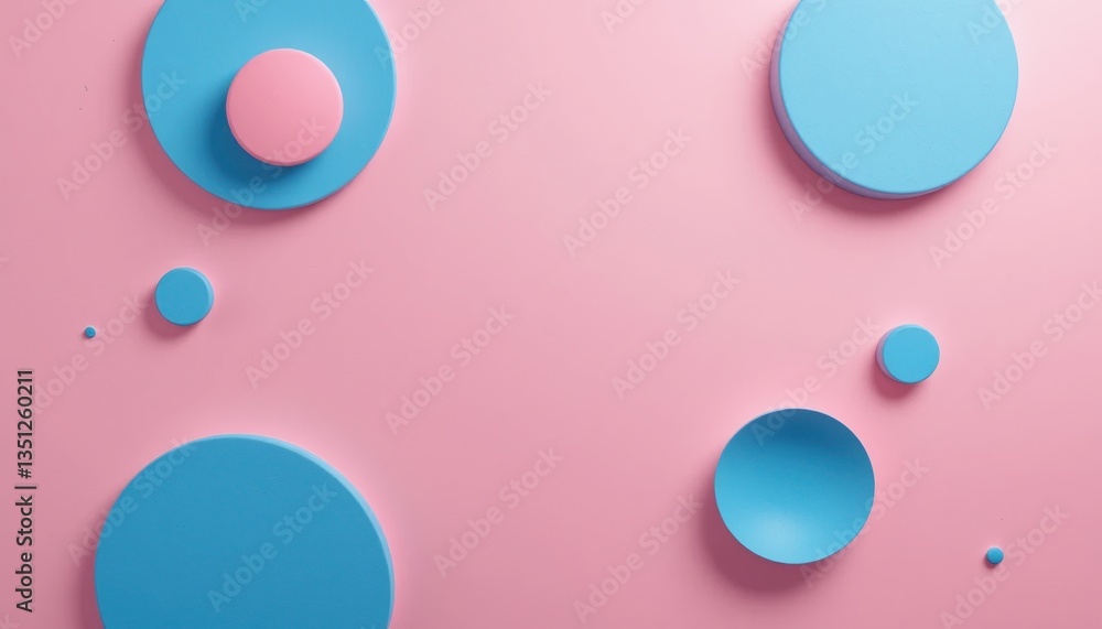 Poster creative geometric shapes in soft blue and pink color palette studio setting digital background abst