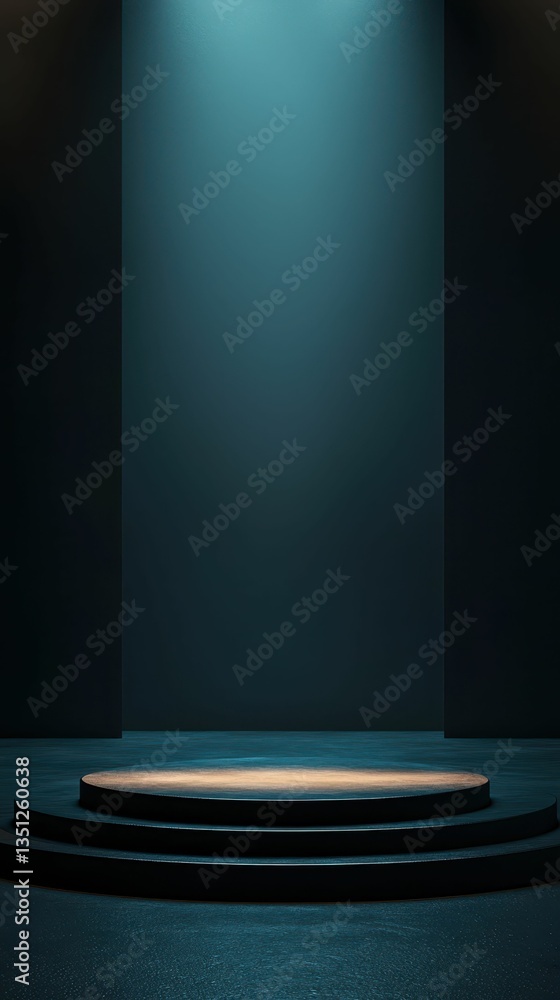 Poster minimalist empty stage podium scene with crisp lighting and depth