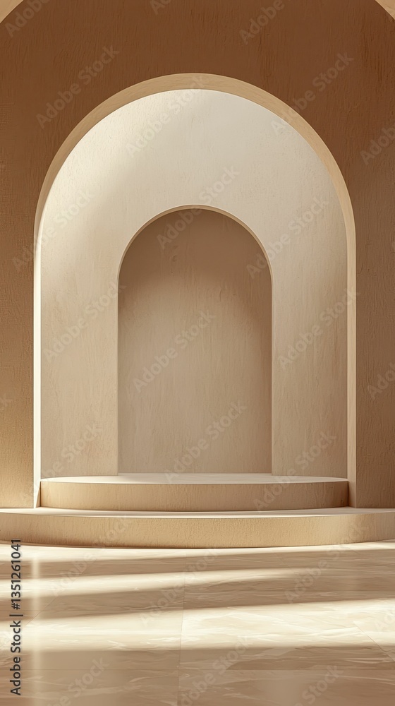 Aufkleber minimalist empty stage with subtle arches and podium design