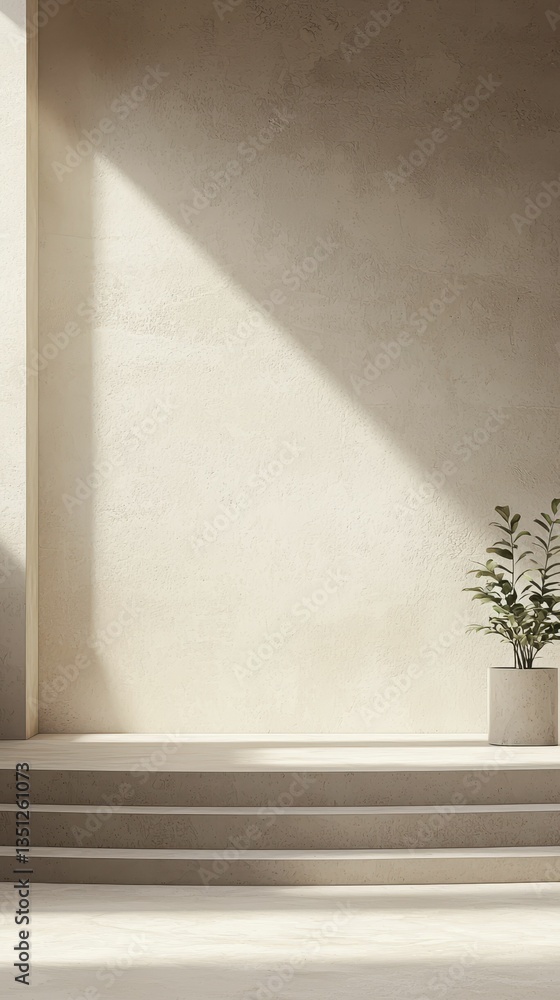Poster minimalist empty stage podium scene with subtle natural elements